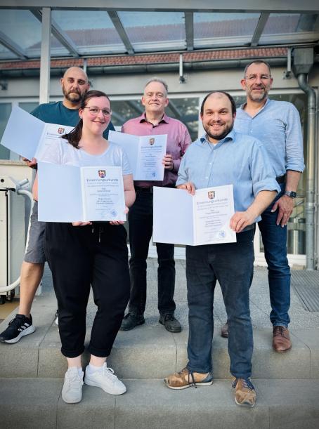 Ortsbürgermeister Tobias Rohrwick (2.v.r.) mit den Beigeordneten Sven Schulz, Sonia Scherner und Michael Obenauer, sowie VG-Bürgermeister Ralph Bothe (v.l.). 
(Foto: Christian Meloth)